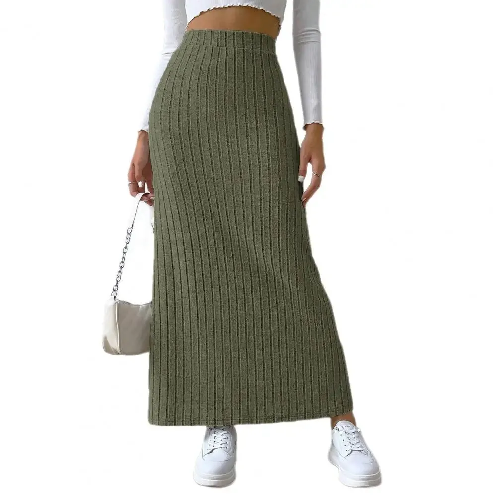 LVSANW Spring Autumn Casual Women High Waist Skirt Sexy Knitted Side Slit Skirt Elegant Solid Office Long Skirts For Women Fashion 2024