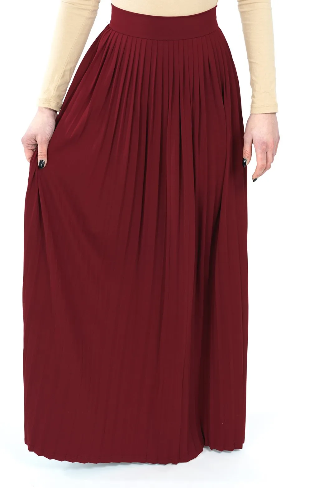 Maroon Milk silk maxi Skirt