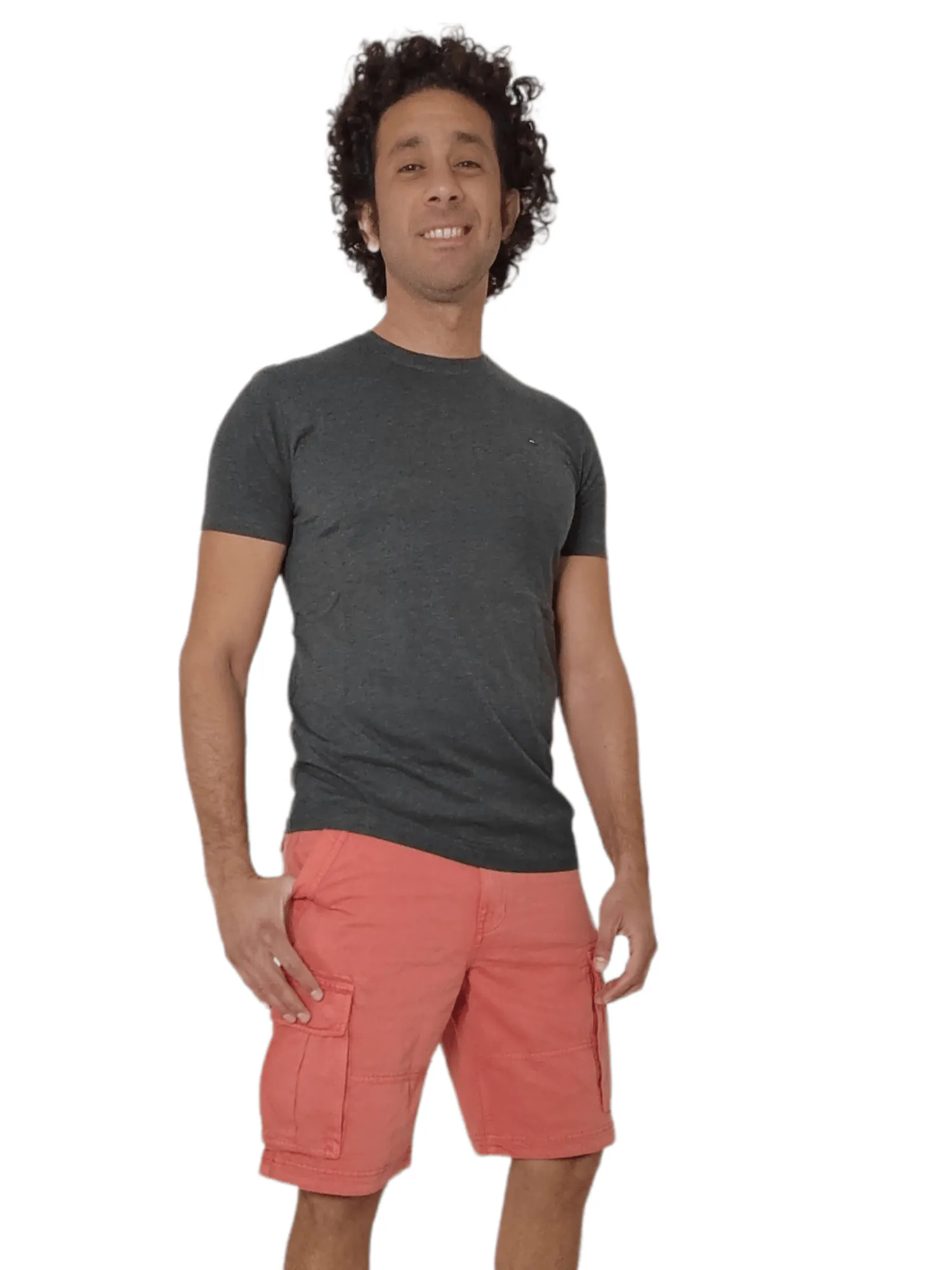 Men Cargo Shorts (Mantaray) - Watermelon Red