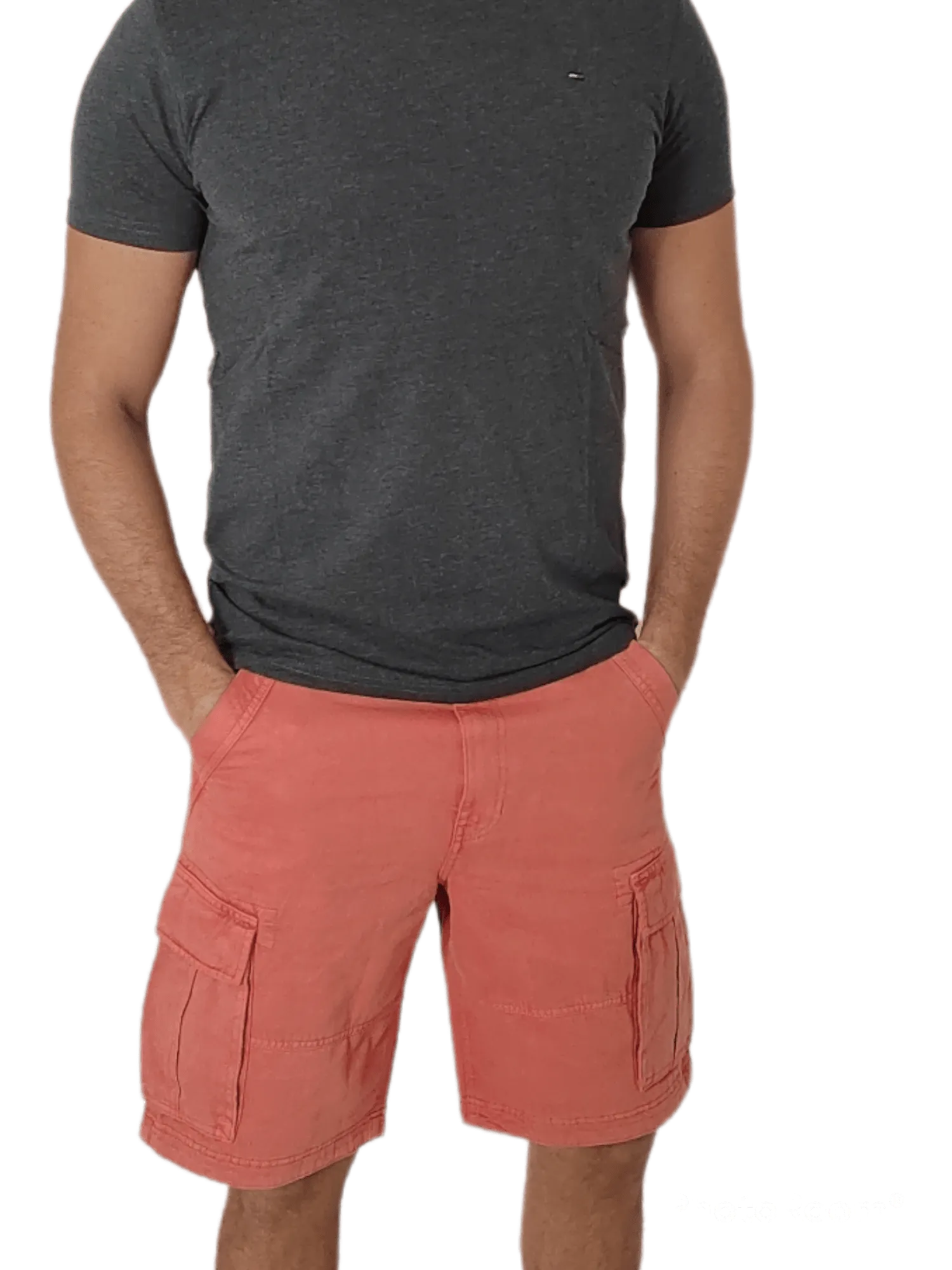 Men Cargo Shorts (Mantaray) - Watermelon Red