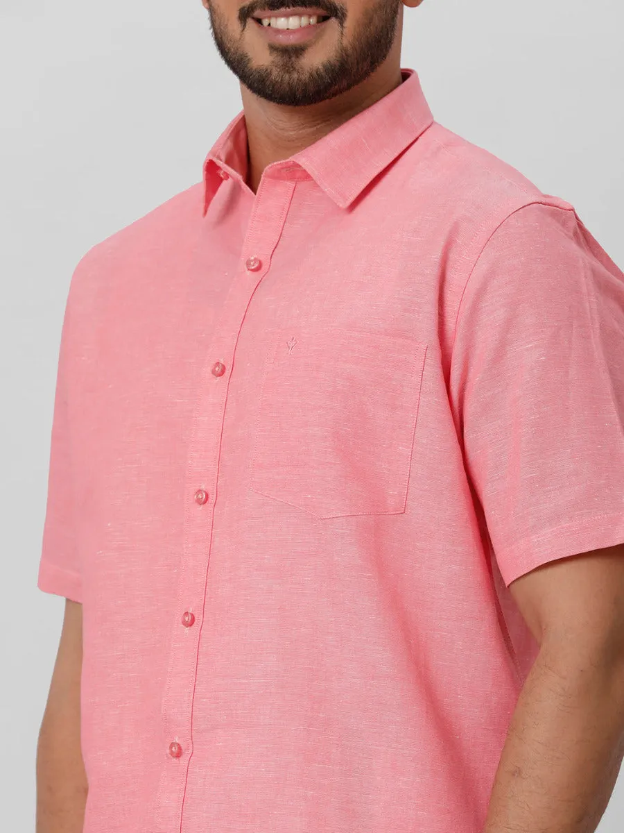 Men Linen Cotton Shirt Light Pink LF2