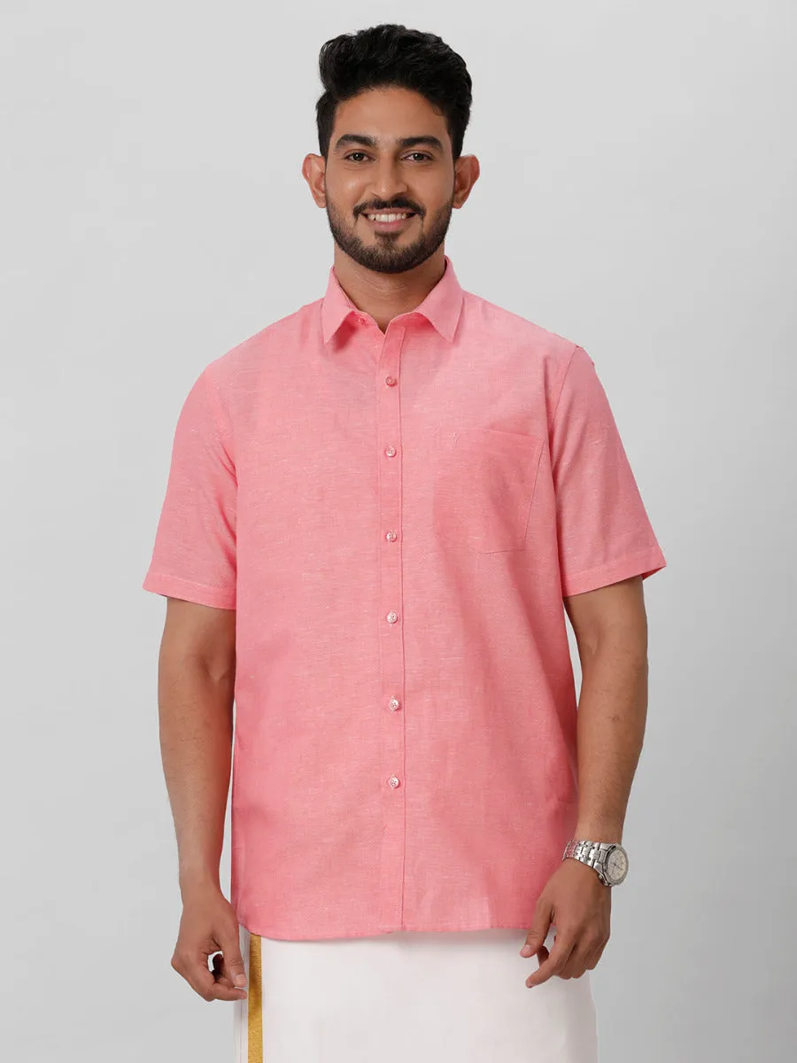 Men Linen Cotton Shirt Light Pink LF2