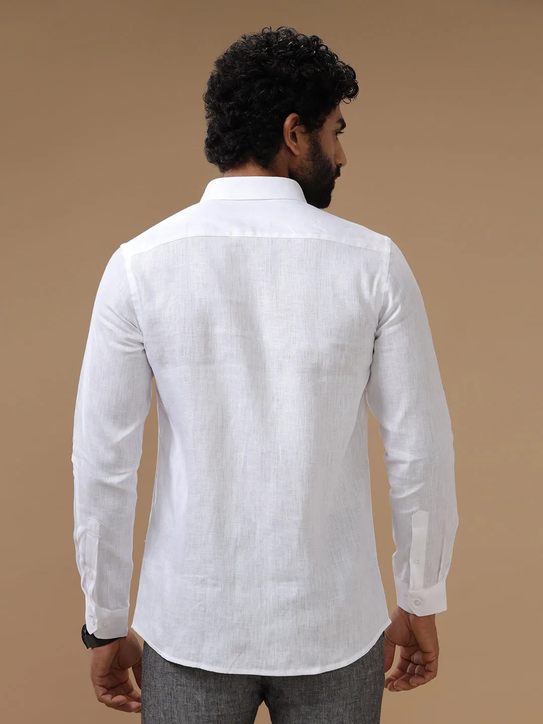 Men Pure Linen White Shirt 5445