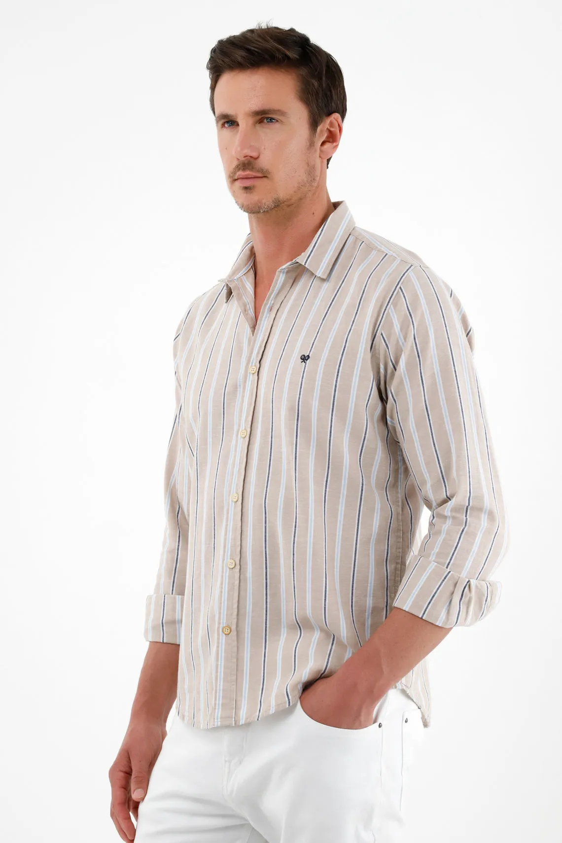Men's Brown Long Sleeve Shirt