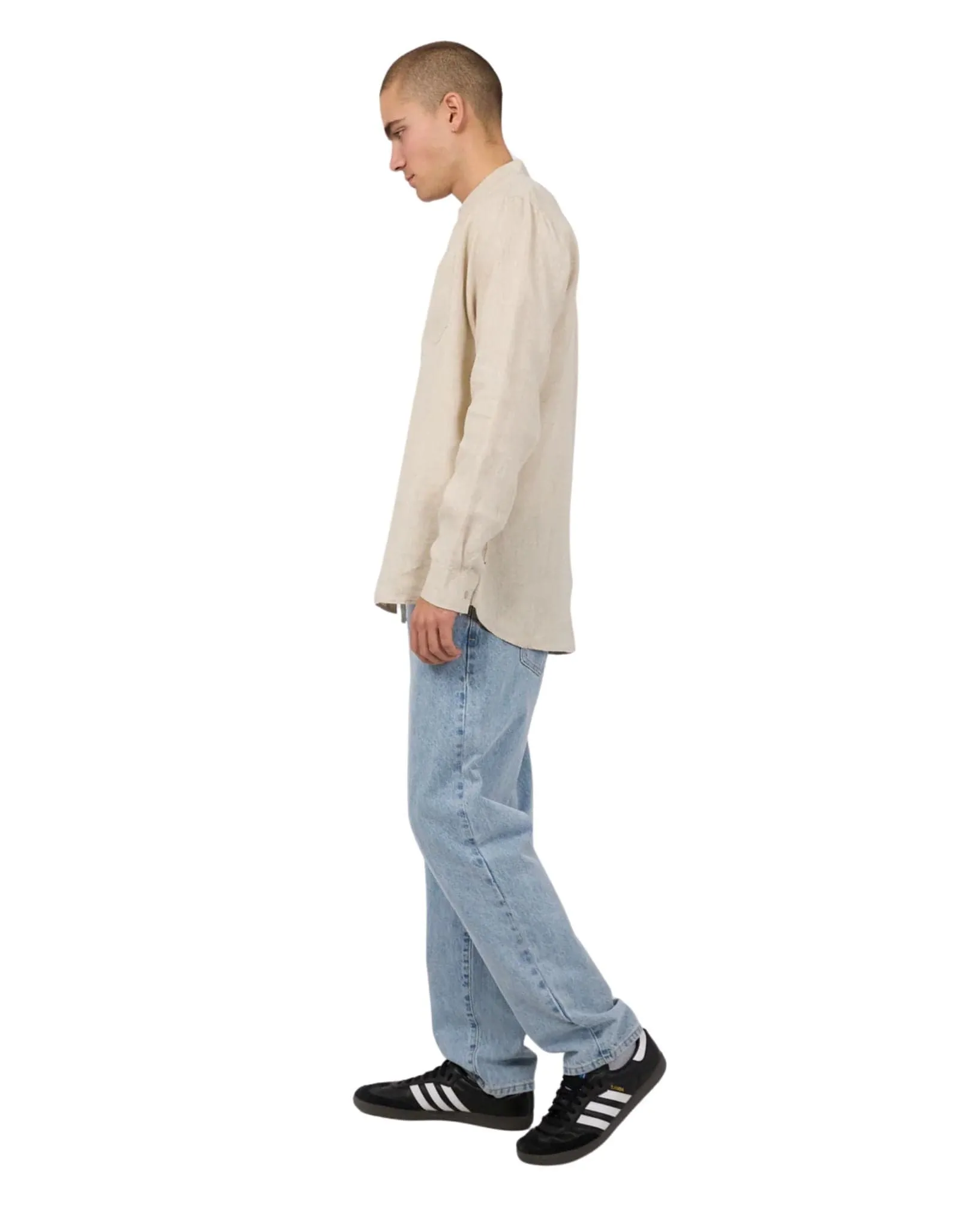 Mens Linen LS Shirt - Natural