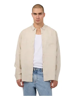 Mens Linen LS Shirt - Natural