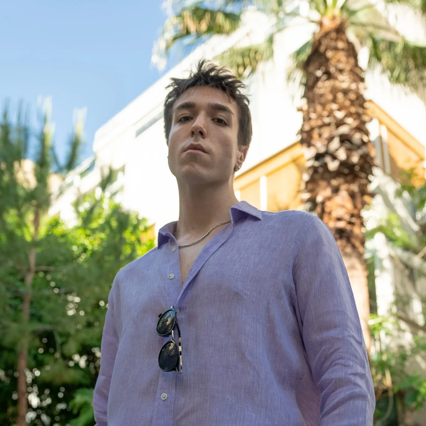 Men's Pale Purple Linen Shirt