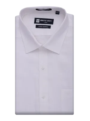 Mens Pure Linen Regular Fit White Shirt Linen Breeza