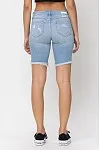 Mid Rise Distress Raw Hem Bermuda