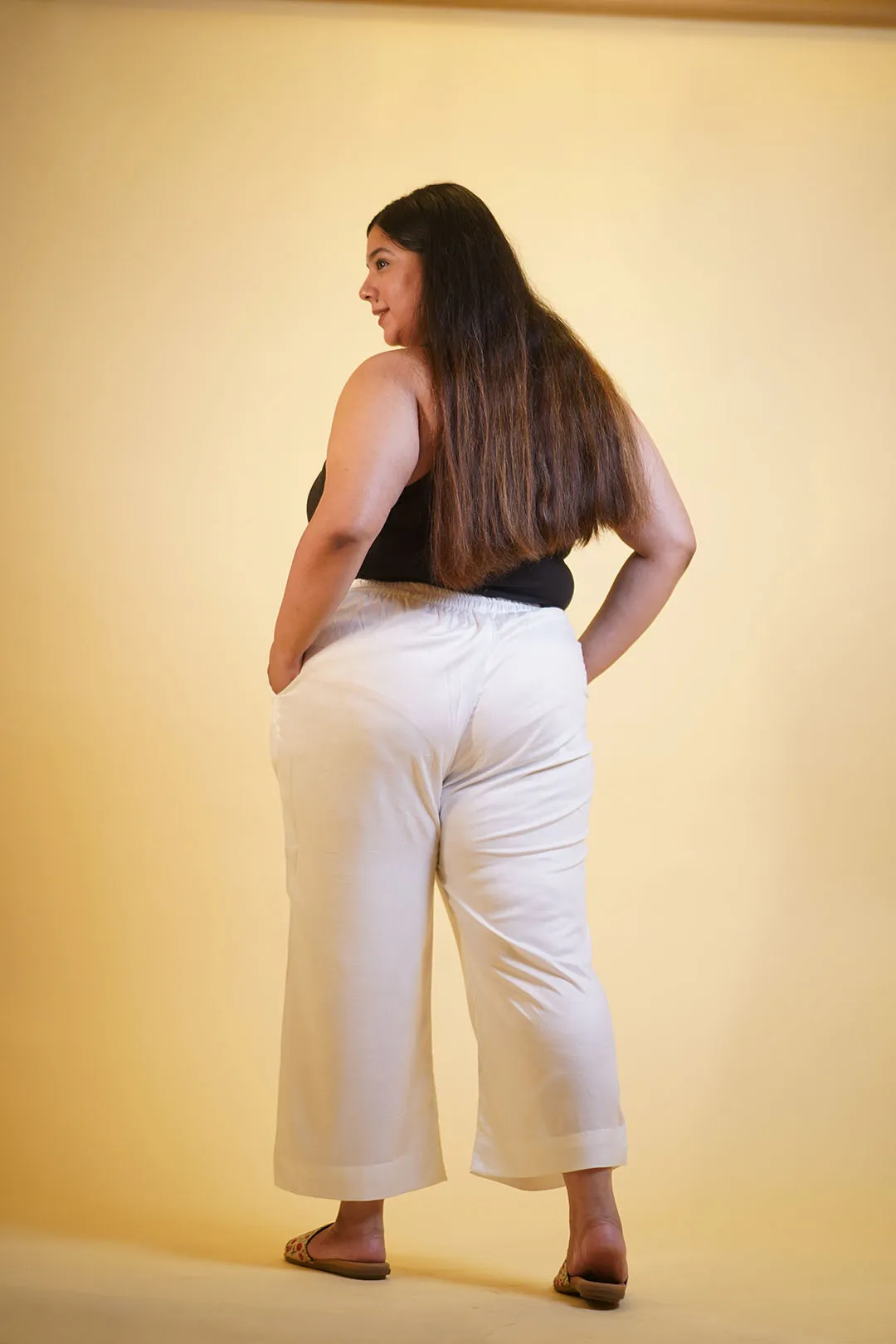 MilkyWhite Rayon PrintedPalazzoPants - Ethnoblanc