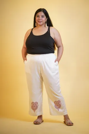 MilkyWhite Rayon PrintedPalazzoPants - Ethnoblanc