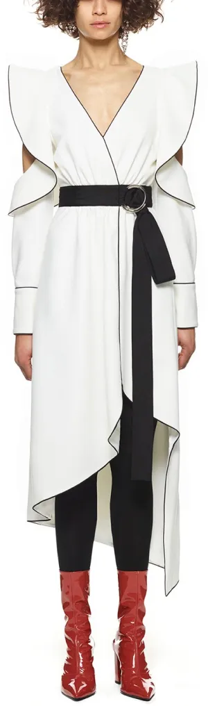 Monochrome Asymmetric Wrap Dress