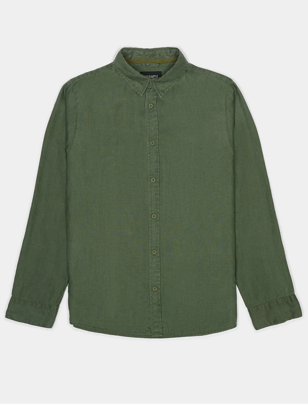 Mr Simple Linen Long Sleeve Shirt in Fatigue