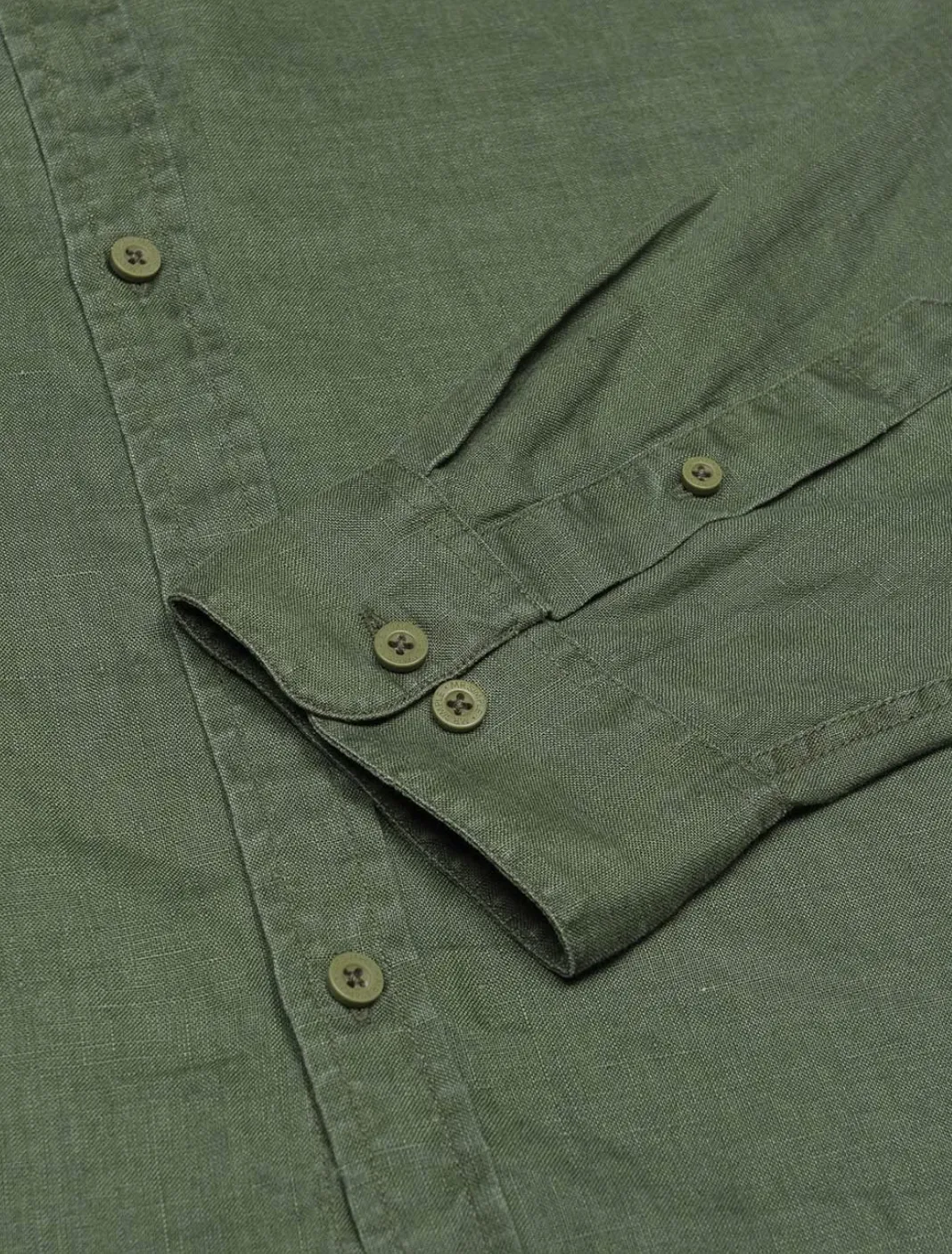 Mr Simple Linen Long Sleeve Shirt in Fatigue