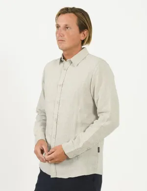 Mr Simple Linen Long Sleeve Shirt  in Natural