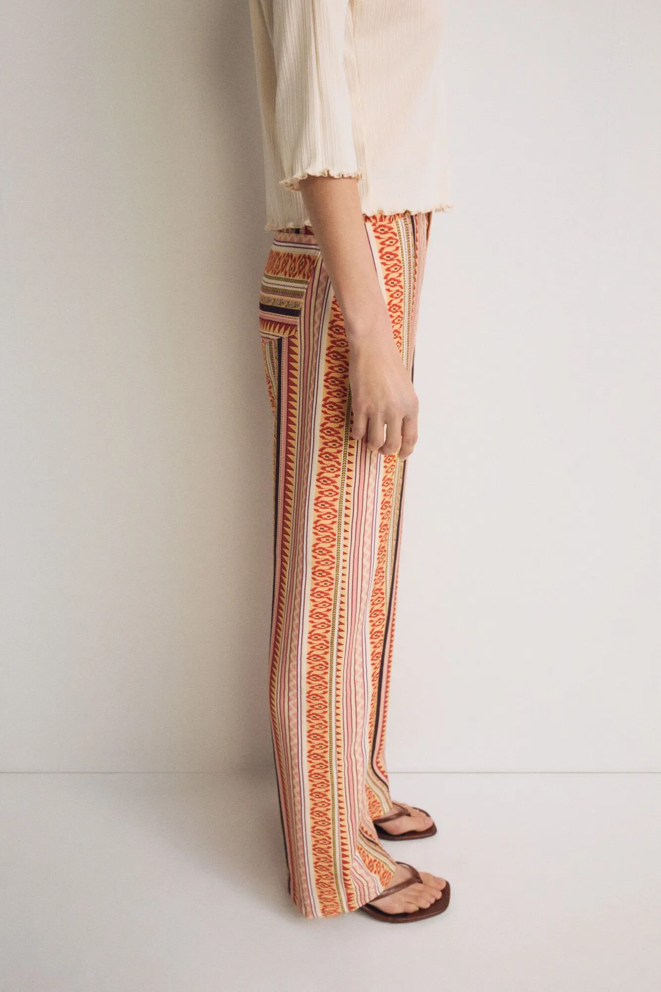 Multi-Color Sorbet Ethnic Pattern Palazzo Pants