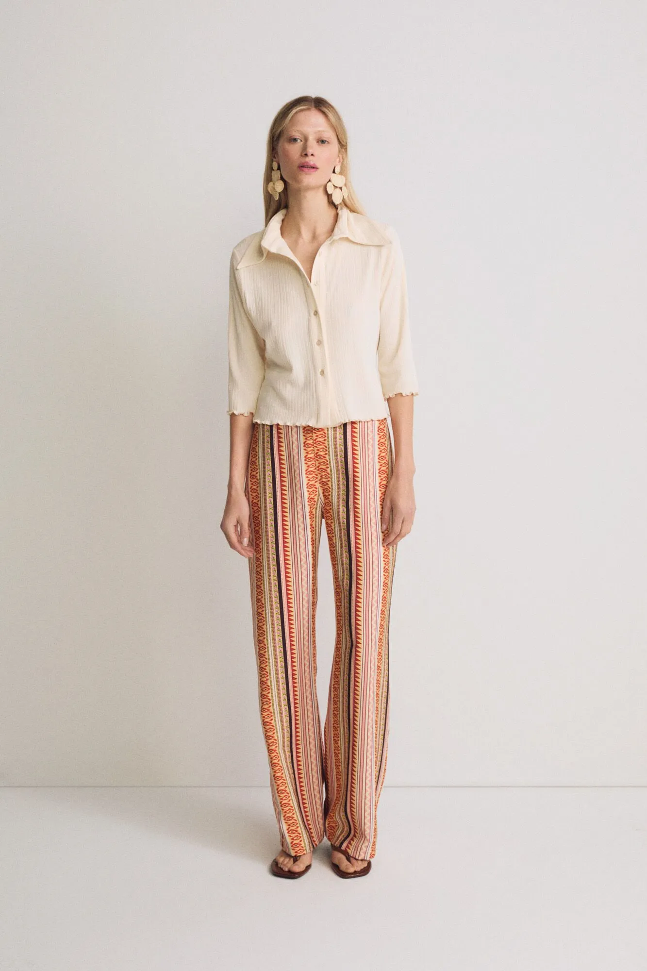 Multi-Color Sorbet Ethnic Pattern Palazzo Pants