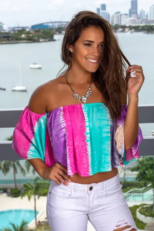 Multi Colored Striped Off Shoulder Top
