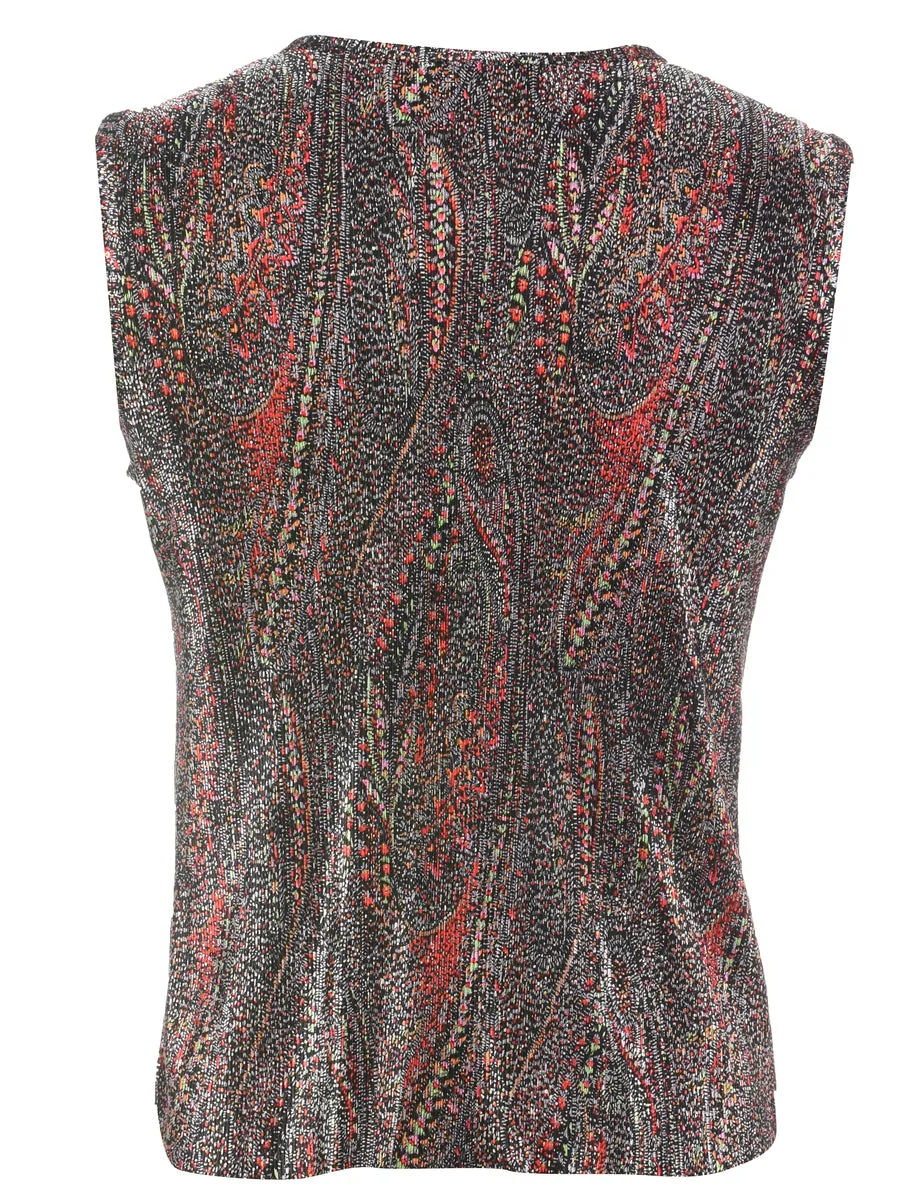 Multi-Colour Paisley Print Sparkly Top - M