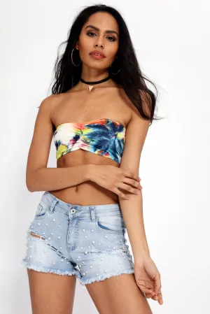 Multi Palm Print Bandeau Top
