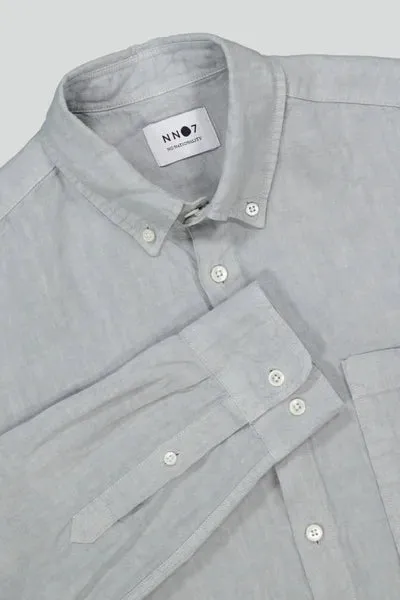 No Nationality Arne Linen Shirt - Harbour Mist