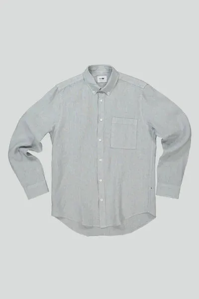 No Nationality Arne Linen Shirt - Harbour Mist