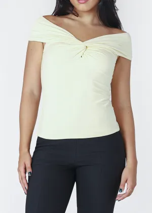 Off Shoulder Twist Top | Lemon