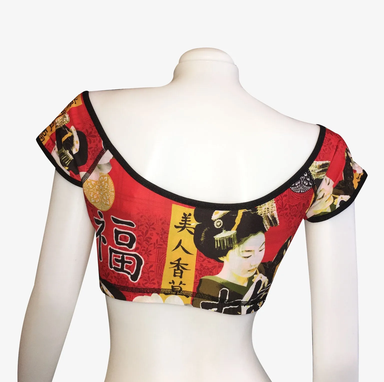 OFF THE SHOULDER CROP TOP RED GEISHA/RED PLAID