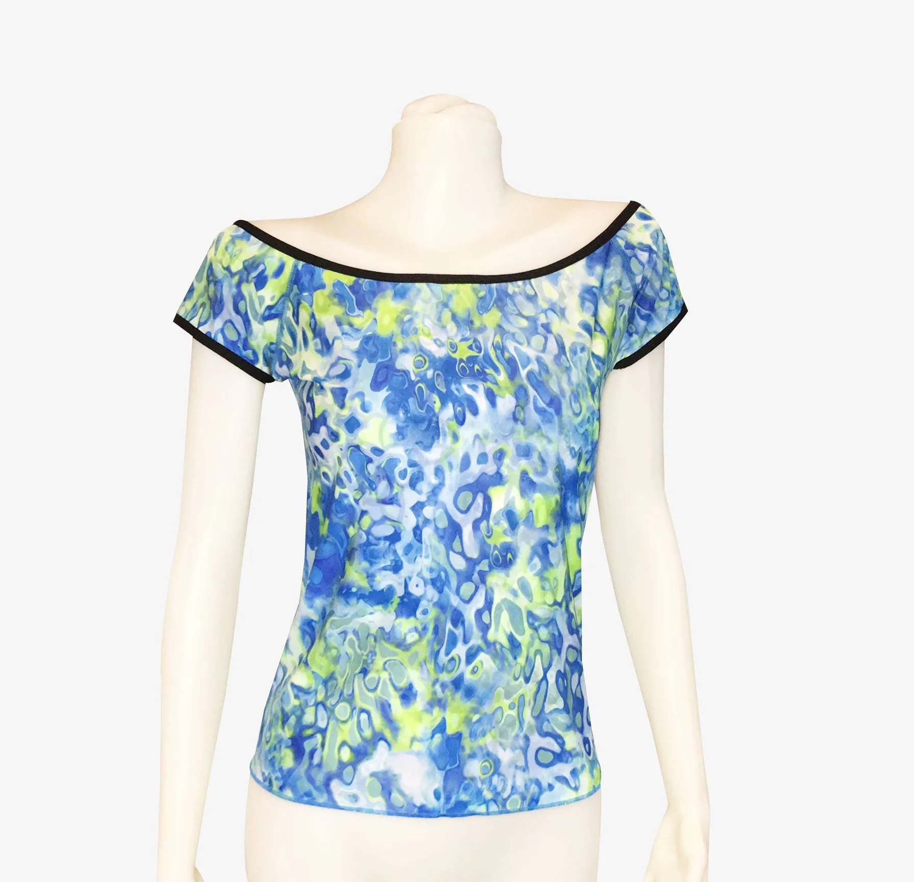 OFF THE SHOULDER TOP VINTAGE BLUE HAWAII/OCEAN BLUE