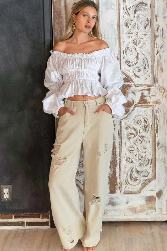 Off White Black Off-shoulder Style Top