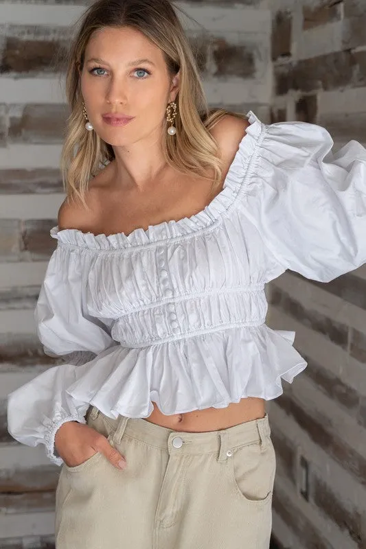 Off White Black Off-shoulder Style Top