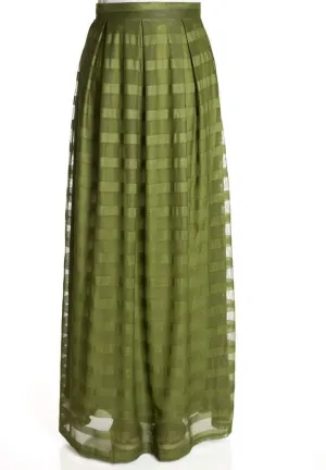 Olive Mesh Maxi Skirt