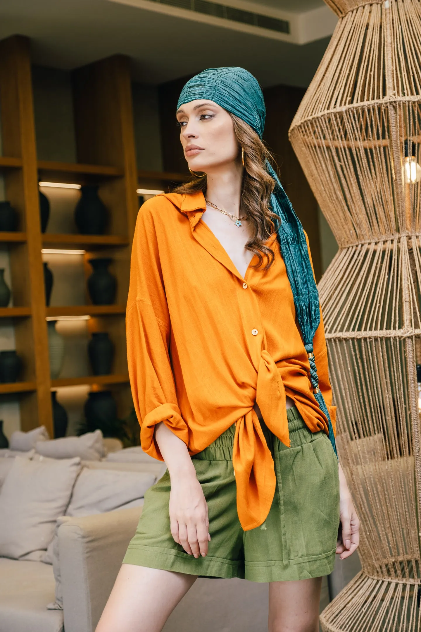 Orange Shirt - Military Shorts LSST004-LSOT003