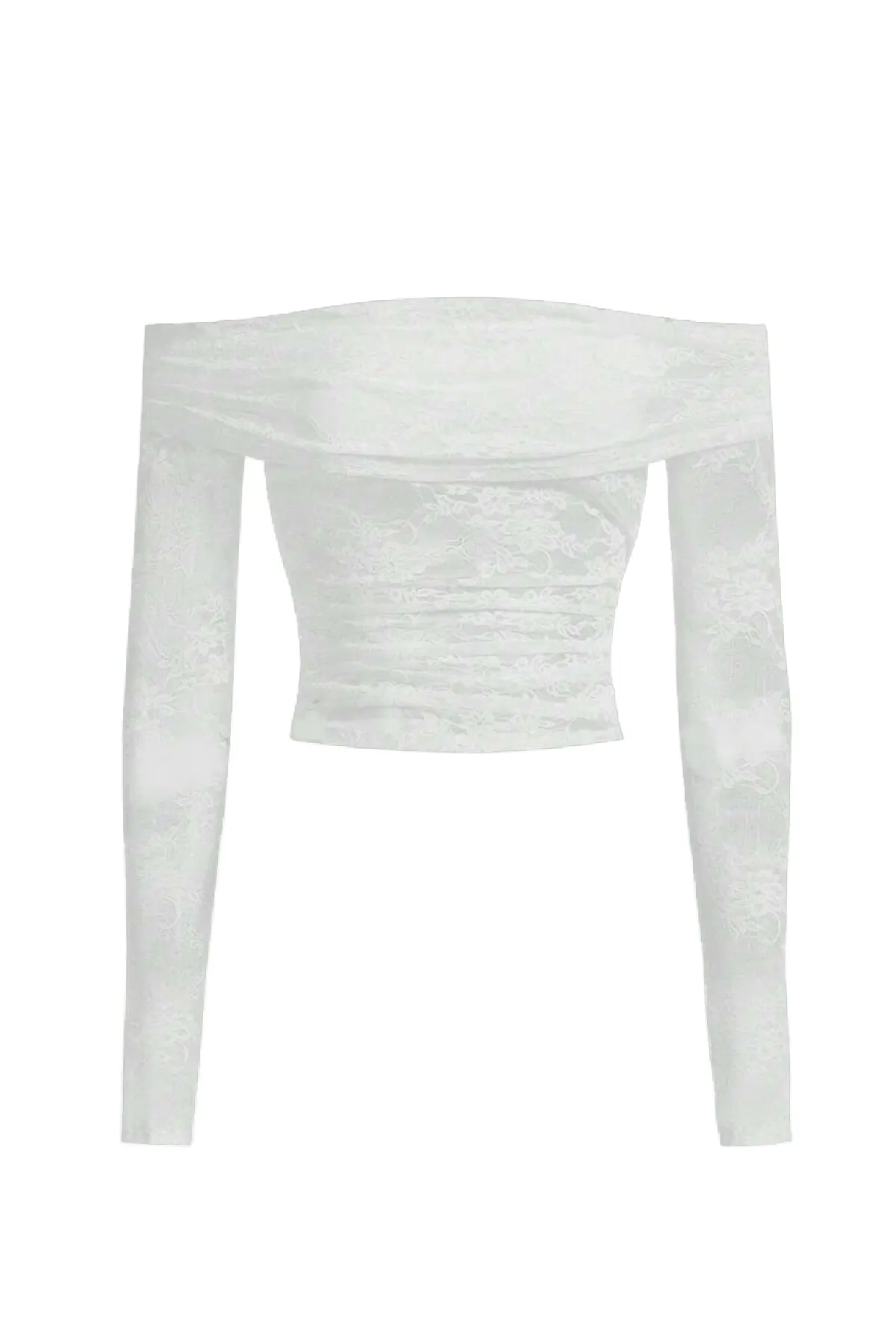 Paislee Long Sleeve Lace Top (White)