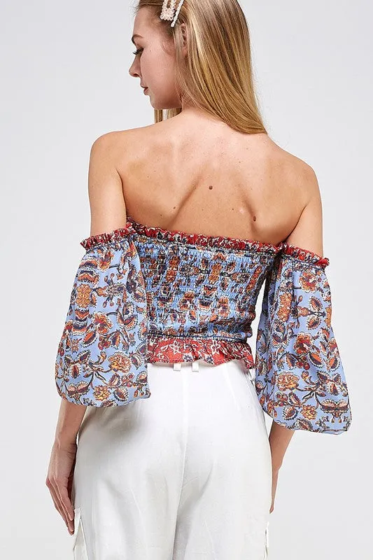 Paisley Print OTS Top