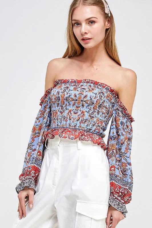 Paisley Print OTS Top