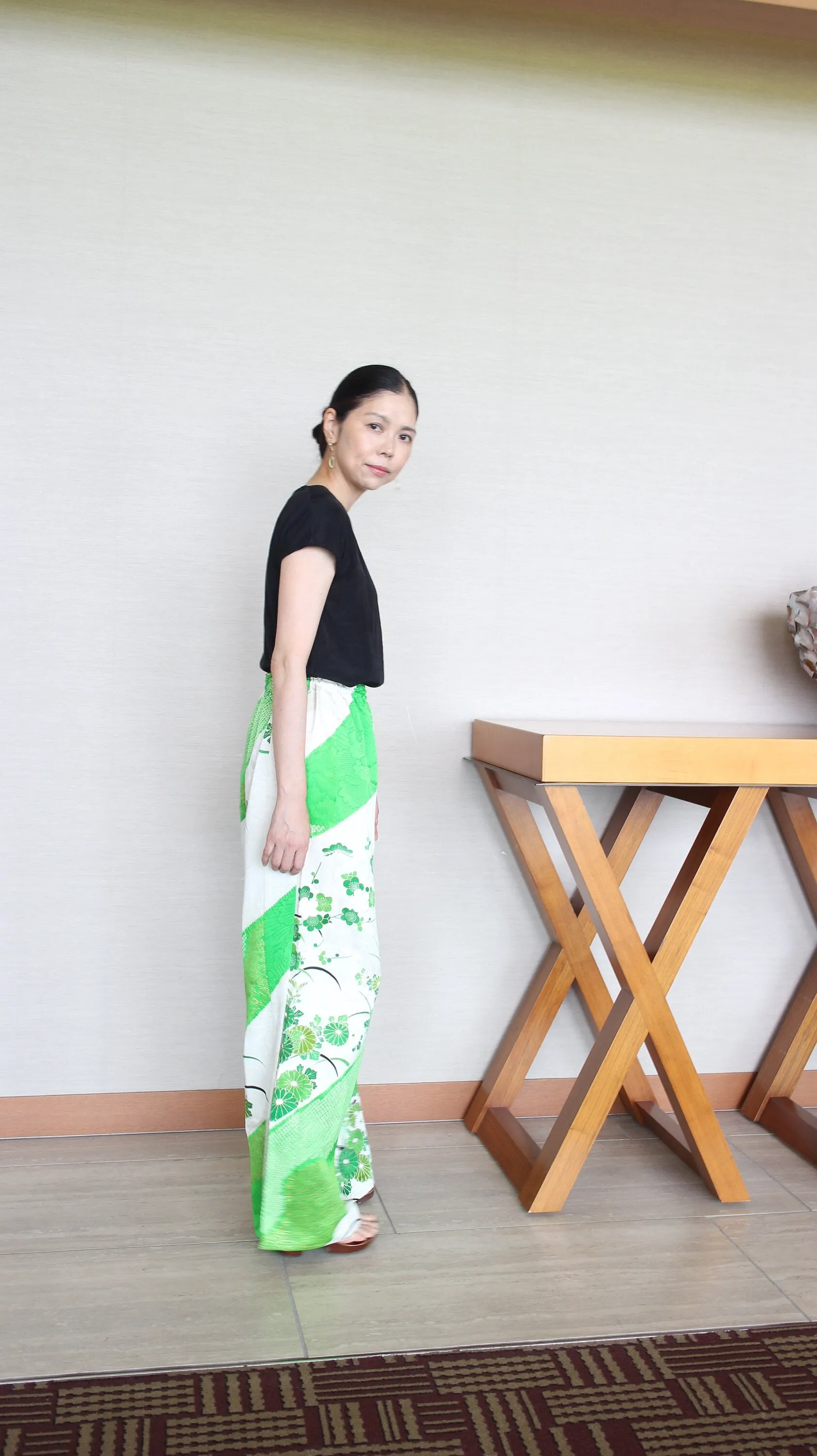 Palazzo Pants Size L - Women’s Loose Elastic Wide Leg Pants, Flowy pants, Colorful Japanese Kimono, Silk Flare, Cozy Trousers for Her