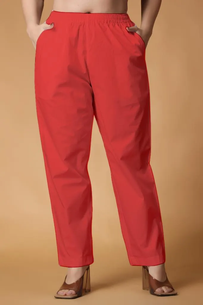 Pale Red Cotton Kurti Pant