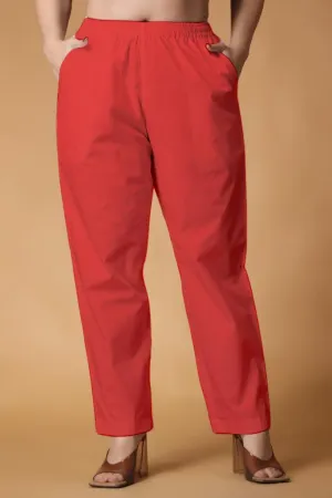 Pale Red Cotton Kurti Pant
