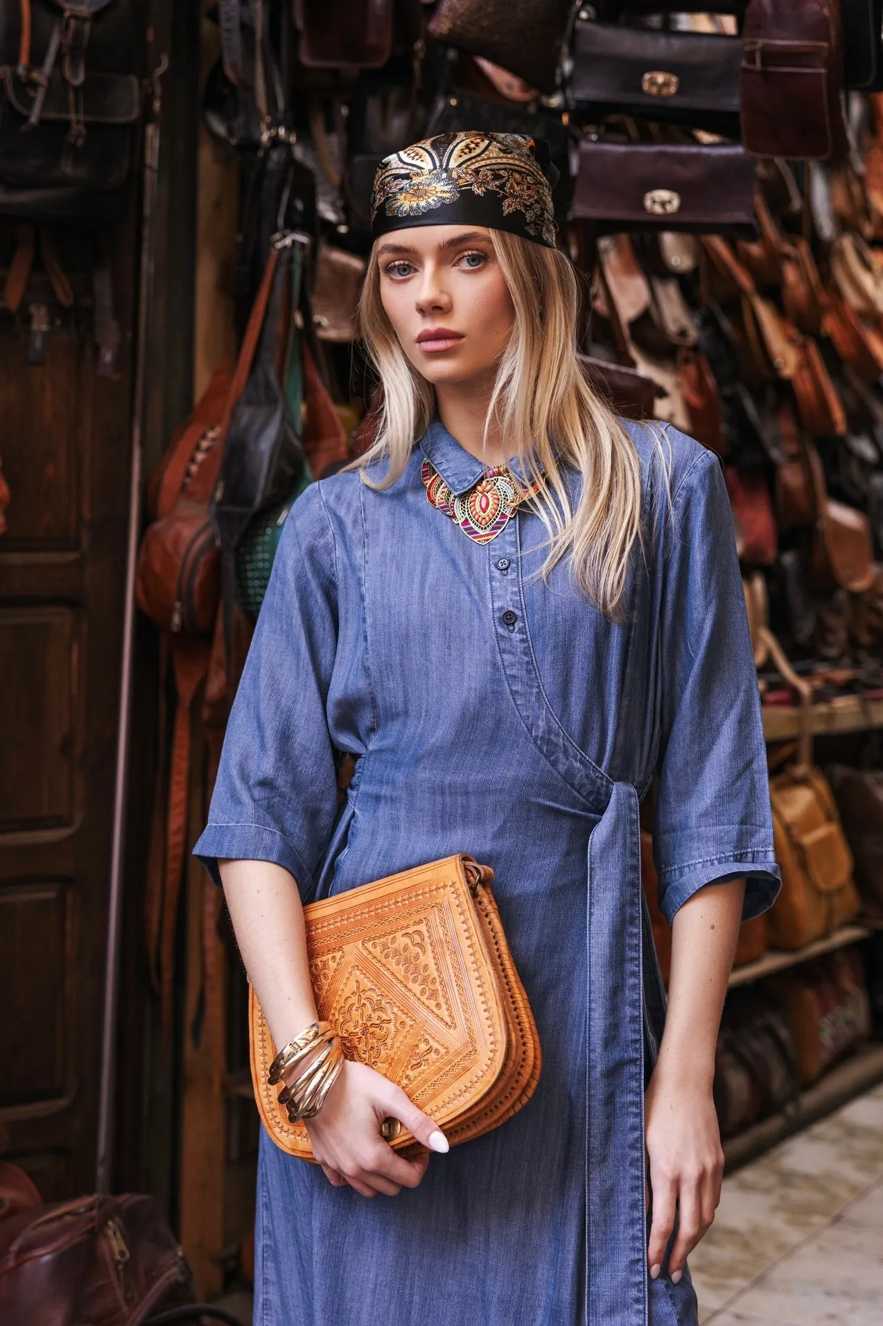 Pashmina Denim Mock Wrap Over