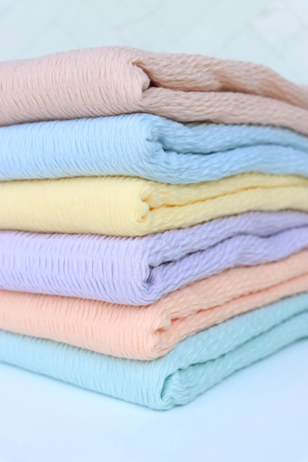Pastel Blue Smocked Jersey Knit