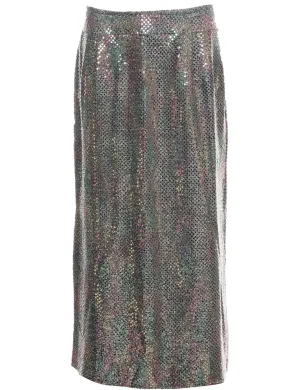 Pencil Shape Lurex Maxi Skirt - L