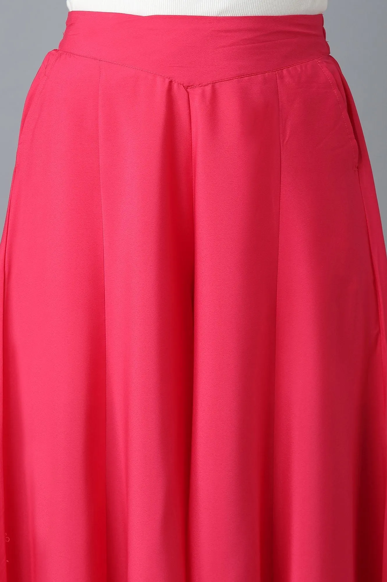 Pink Solid Flared Palazzo