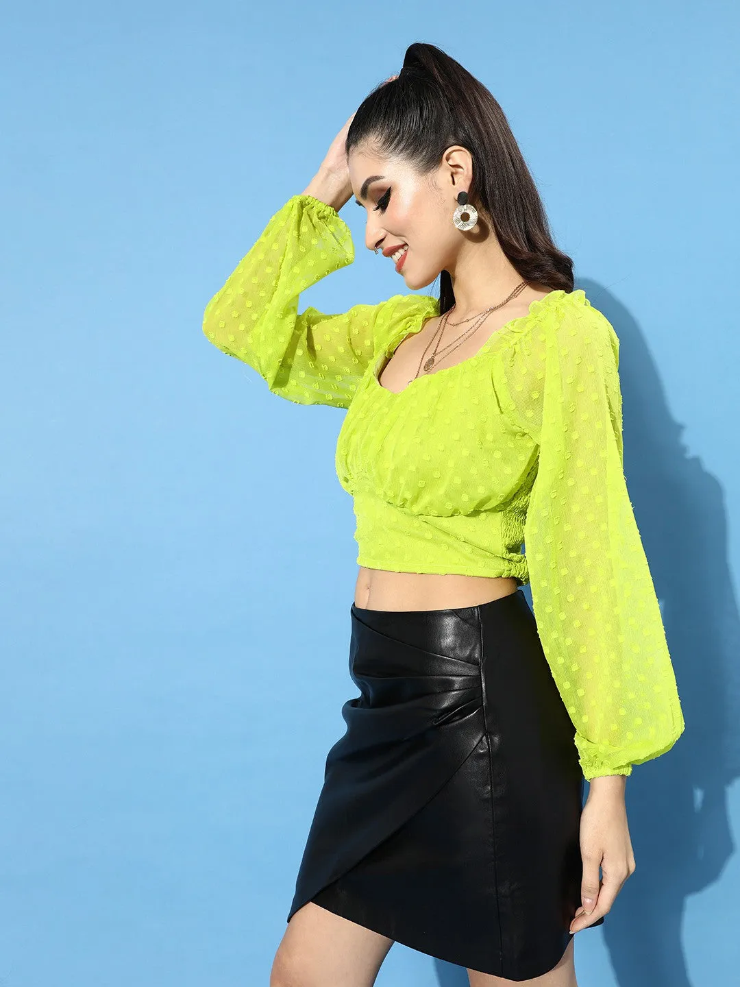 plusS Women Green Regular Top