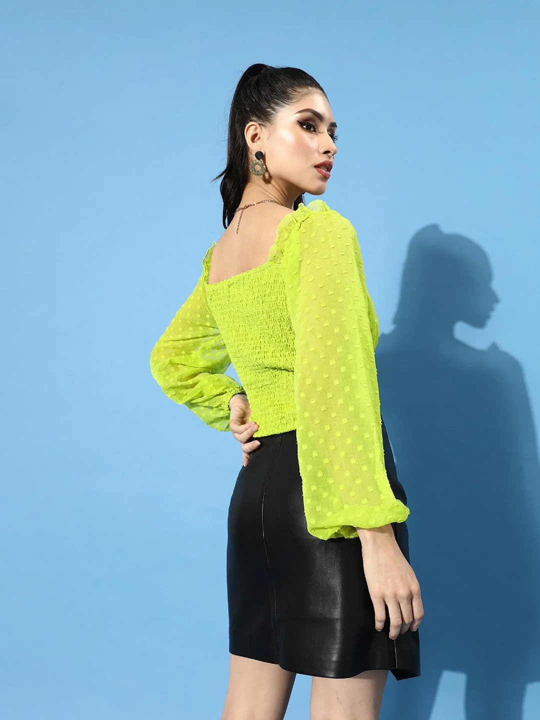 plusS Women Green Regular Top