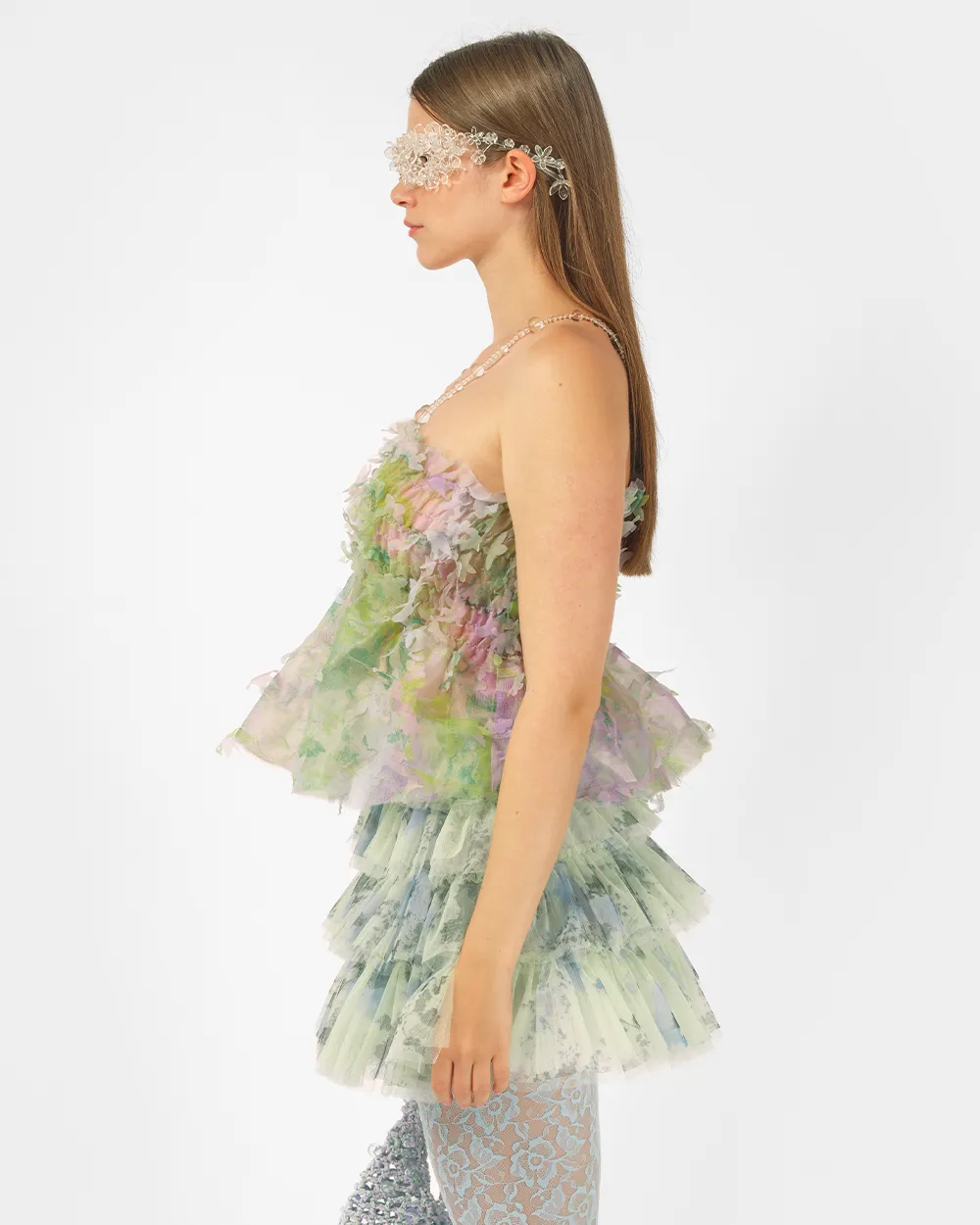 PRINTED LASER-CUT SMOCKED TOP