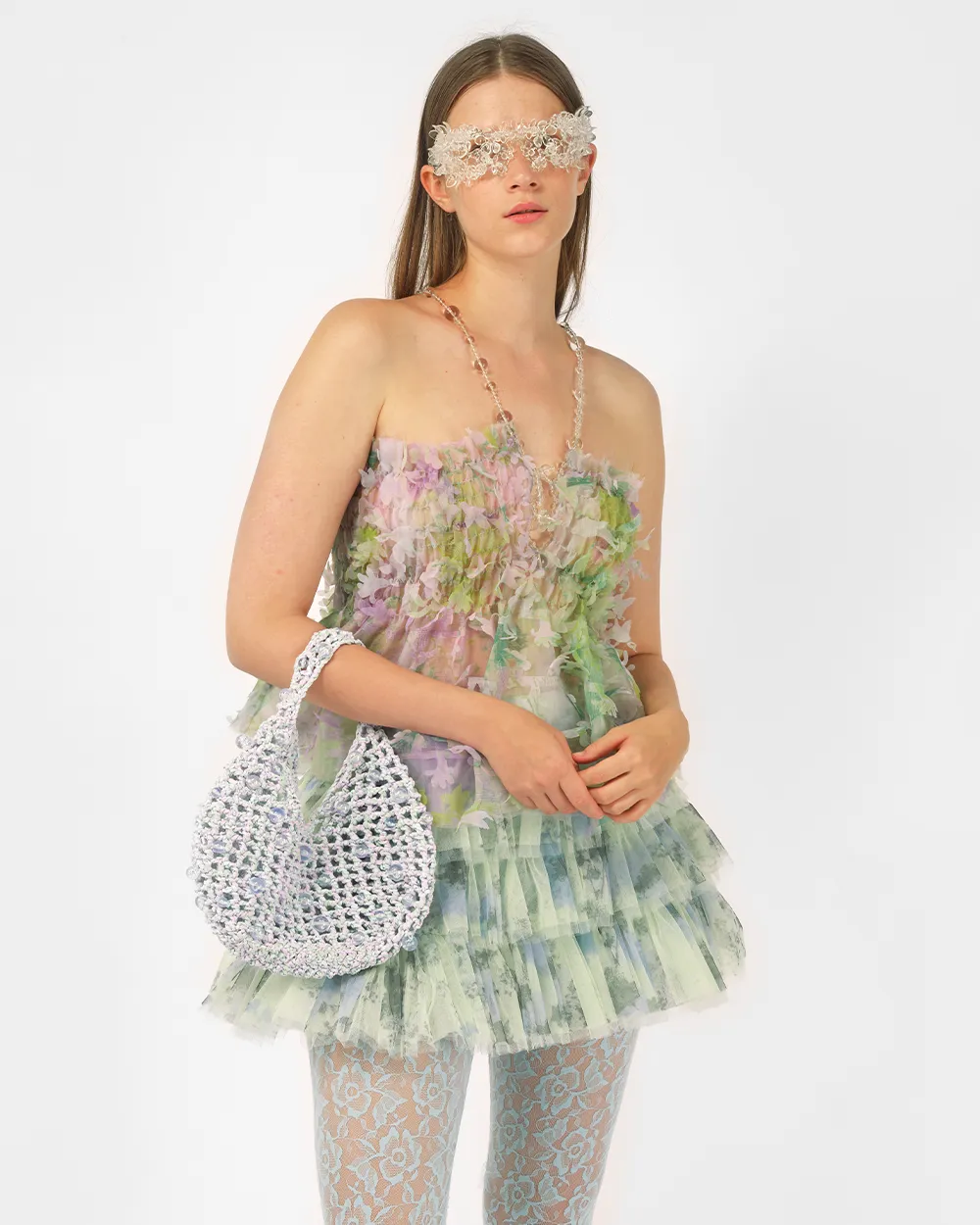 PRINTED LASER-CUT SMOCKED TOP