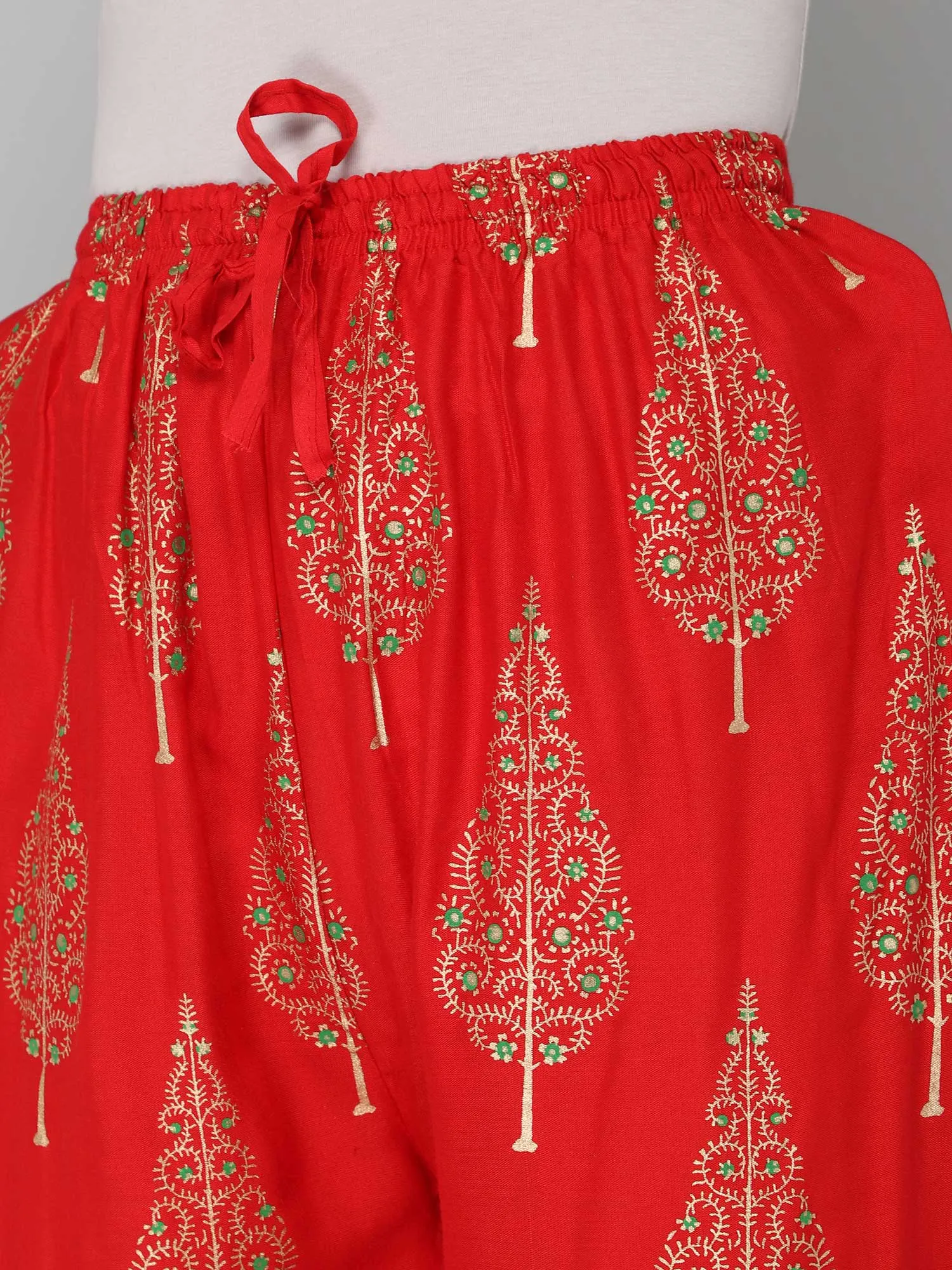 Printed red palazzo pant