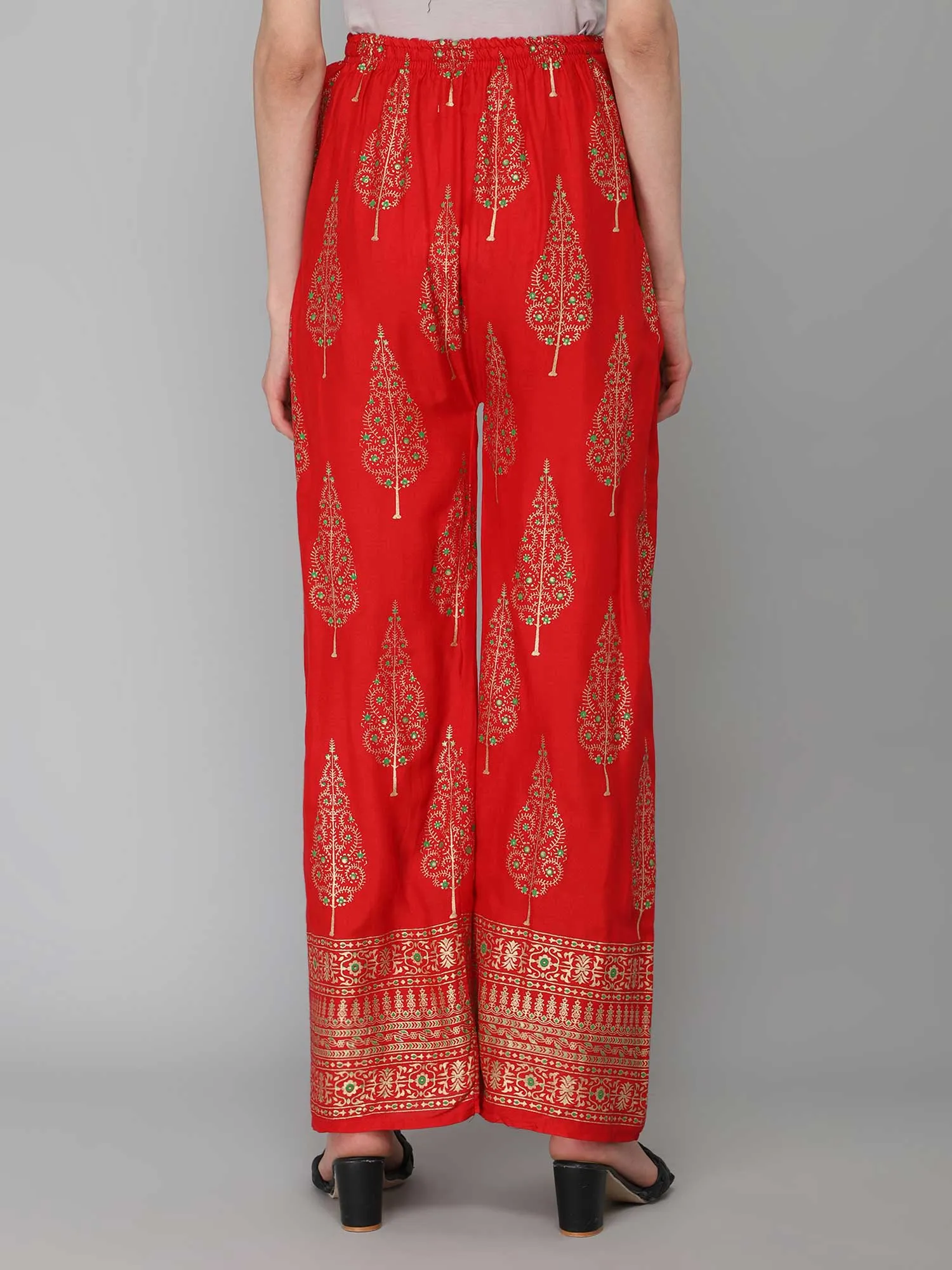 Printed red palazzo pant