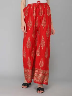 Printed red palazzo pant